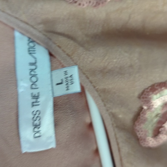 Dress The Population Nude Sequin Floral Dress L - Picture 6 of 8